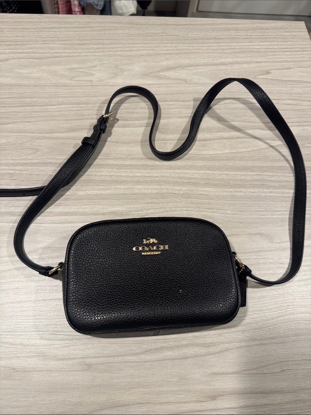 Coach Black Pebbled Leather Crossbody with Gold Logo